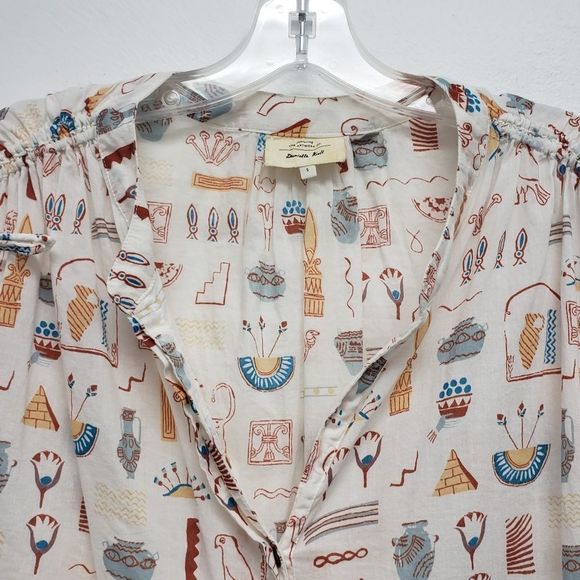 Anthropologie x Danielle Kroll Egyptian Hieroglyphics Brooklynite Top Size Small - Picture 3 of 13